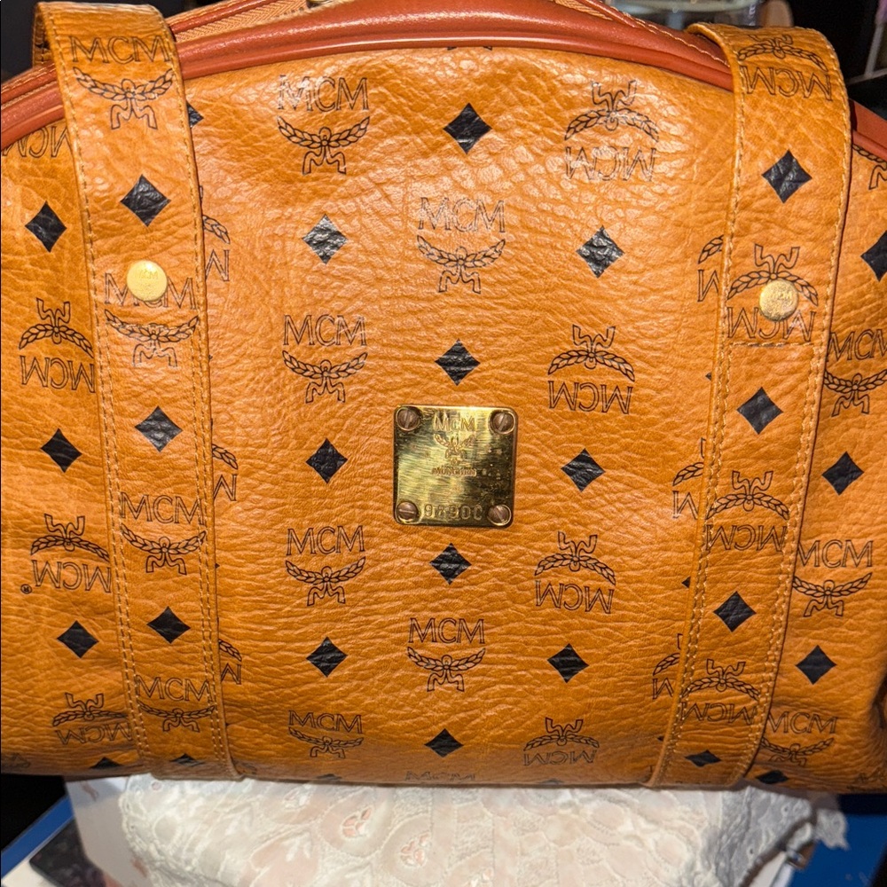 MCM Tan Monogram Travel Bag - Picture 4 of 11